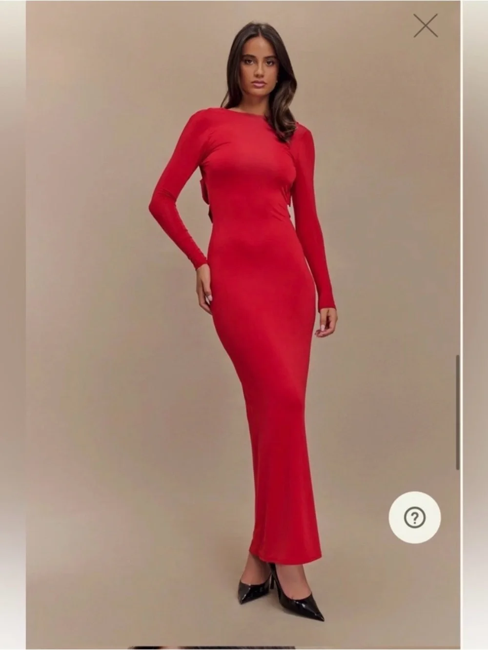 Meshki Red Long-Sleeve Backless Draped Maxi Dress